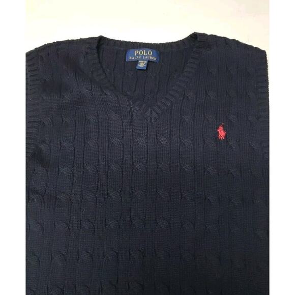 Polo Ralph Lauren Youth Sweater Vest Cable Knit Pony Logo Embroidered M (10-12) - Picture 5 of 7